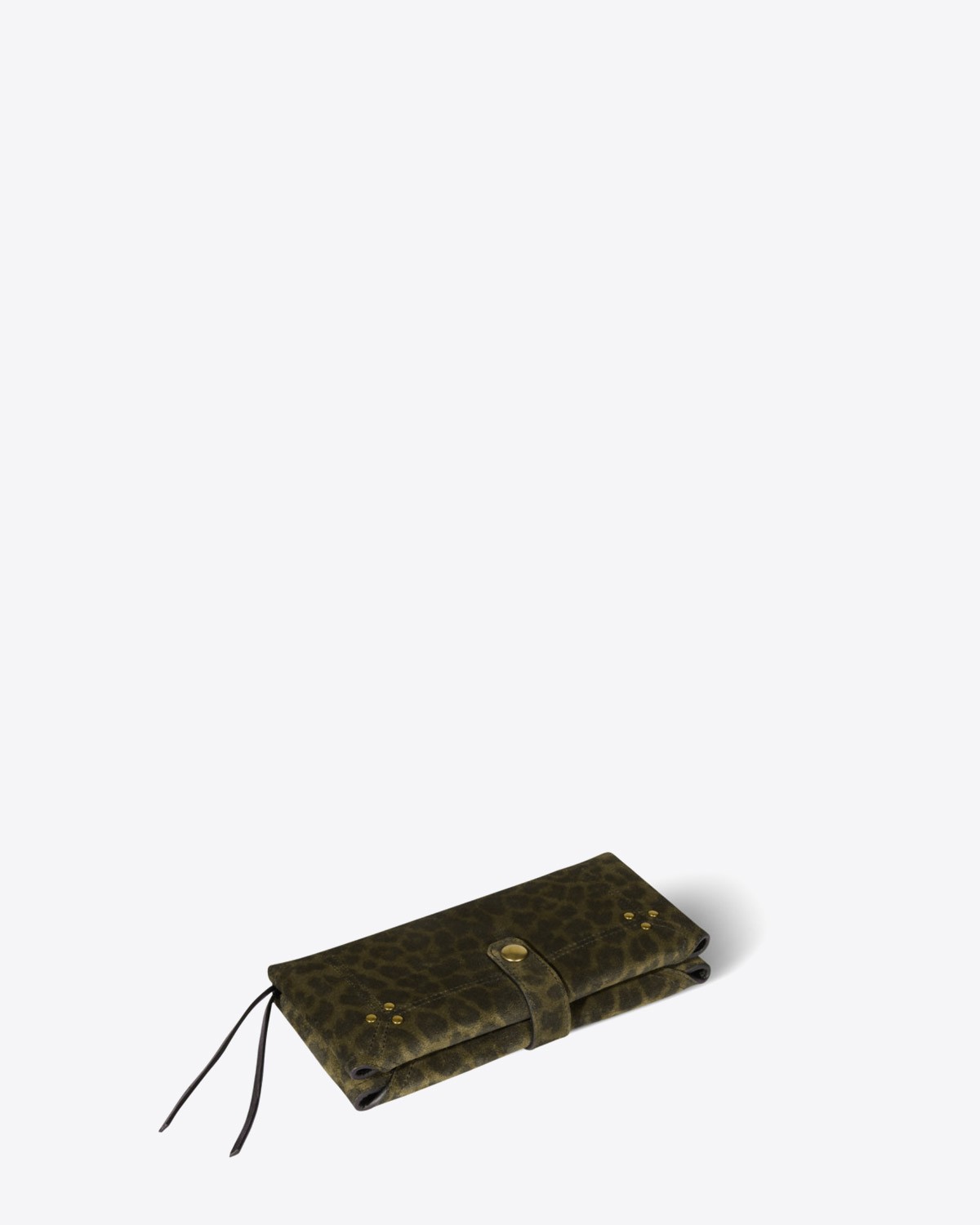Jérôme Dreyfuss Accessoires Collection Porte Mobile Split Suede Leopard Kaki  