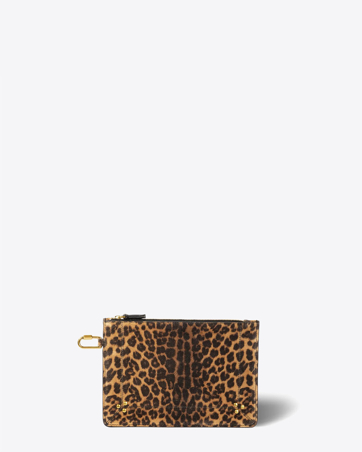 Jérôme Dreyfuss Pochette Popoche M – Cuir Suédé Léopard Chamois