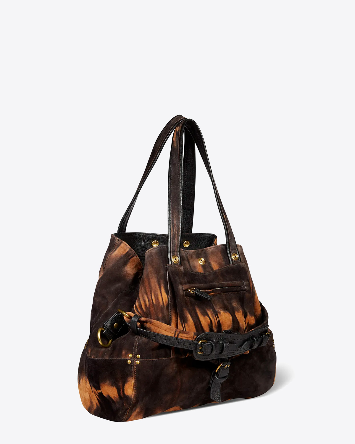 Jérôme Dreyfuss Sac Billy M – Cuir Suédé Tie Dye Corail