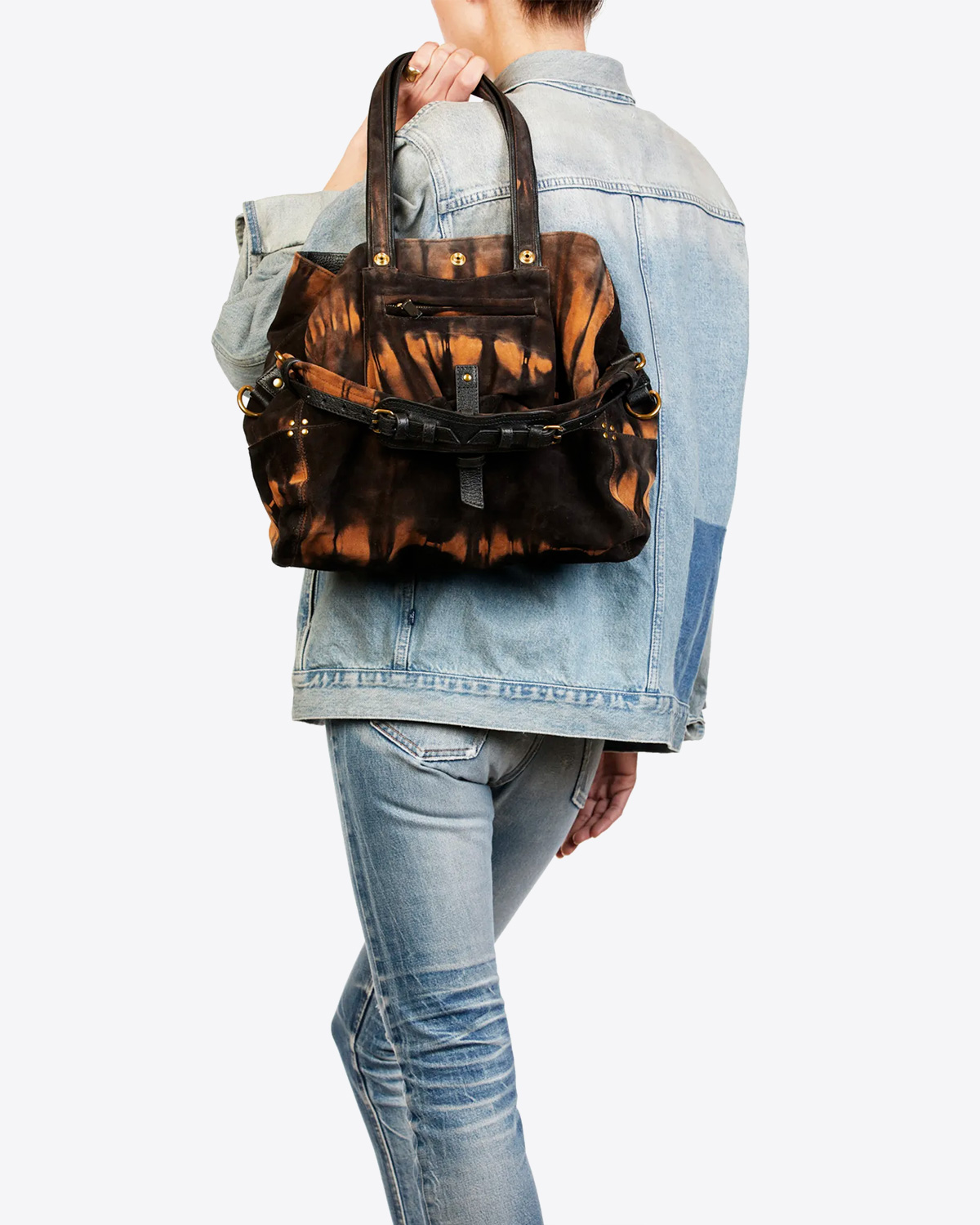 Sac Jérôme Dreyfuss  Billy M Split Suede Tie Dye Corail 