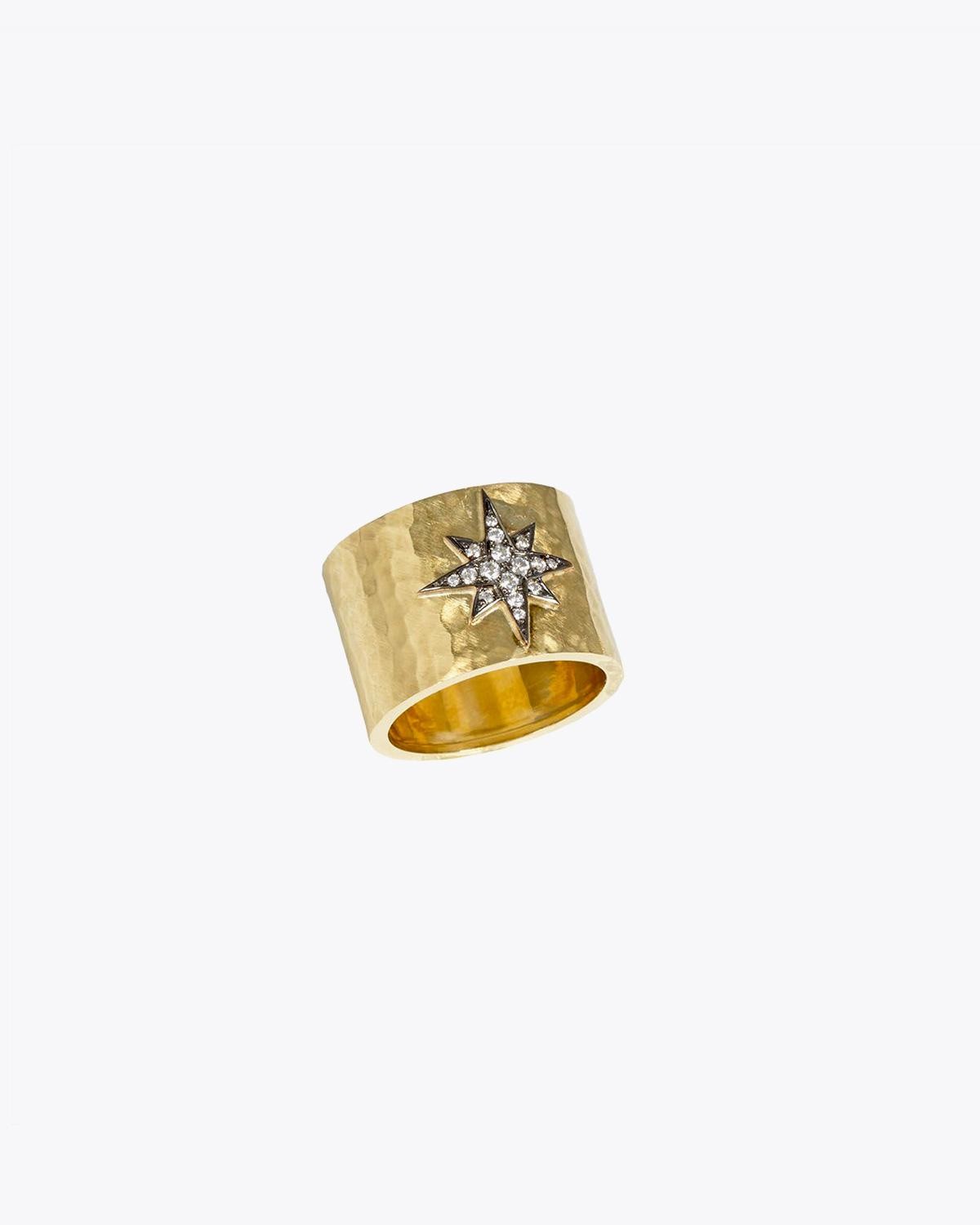 Feidt Bague Constellation Etoile – Or Jaune 9K et Saphirs Blancs