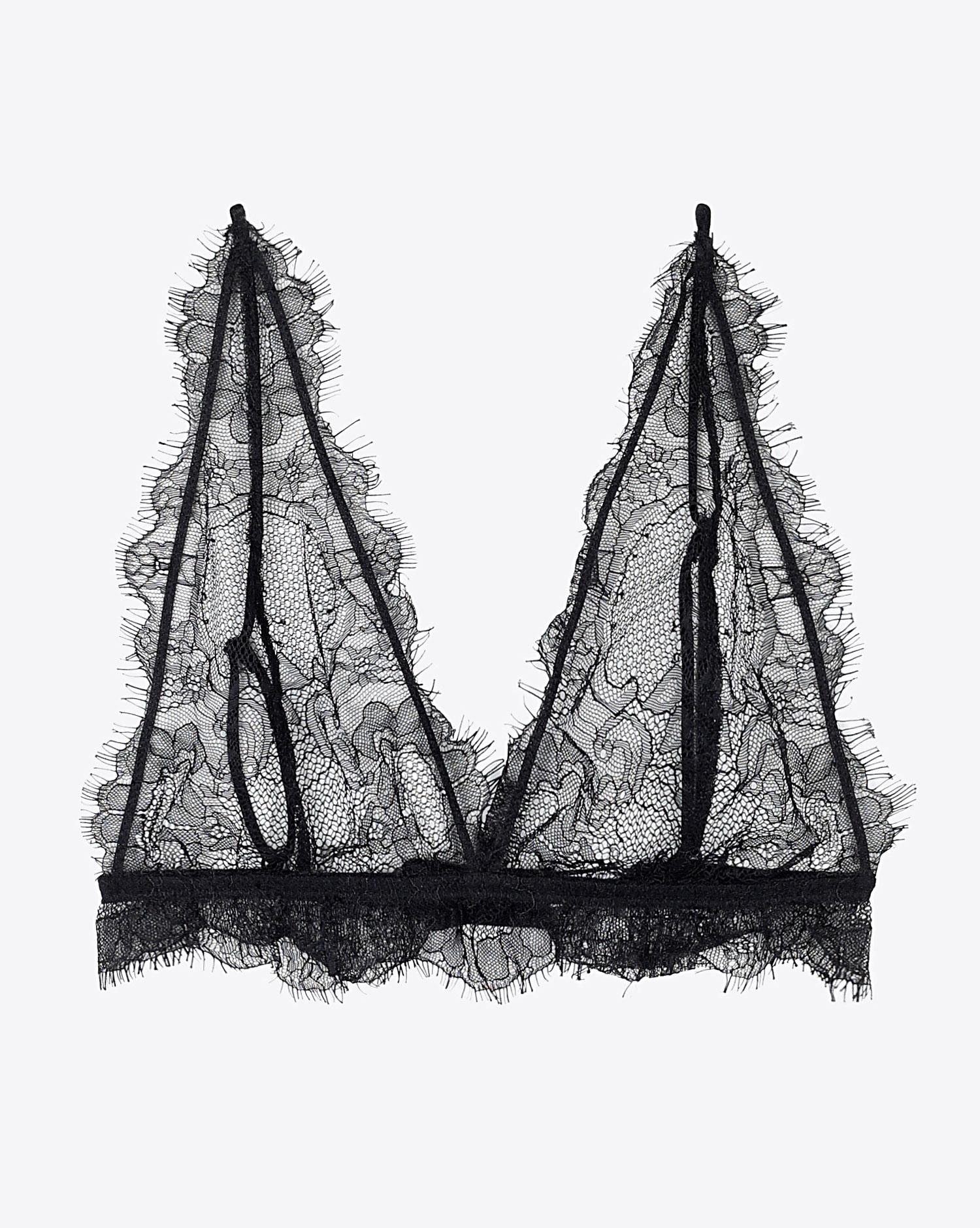 Anine Bing Delicate Lace Bra - Black