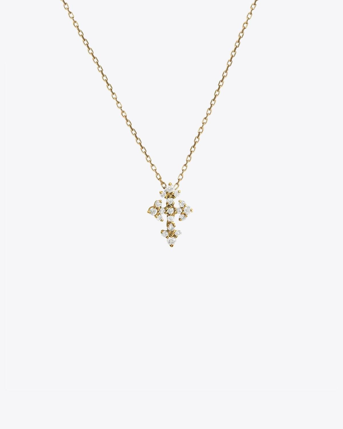 Feidt Collier Mini Croix Huguenote - Or Jaune 18K et Diamants