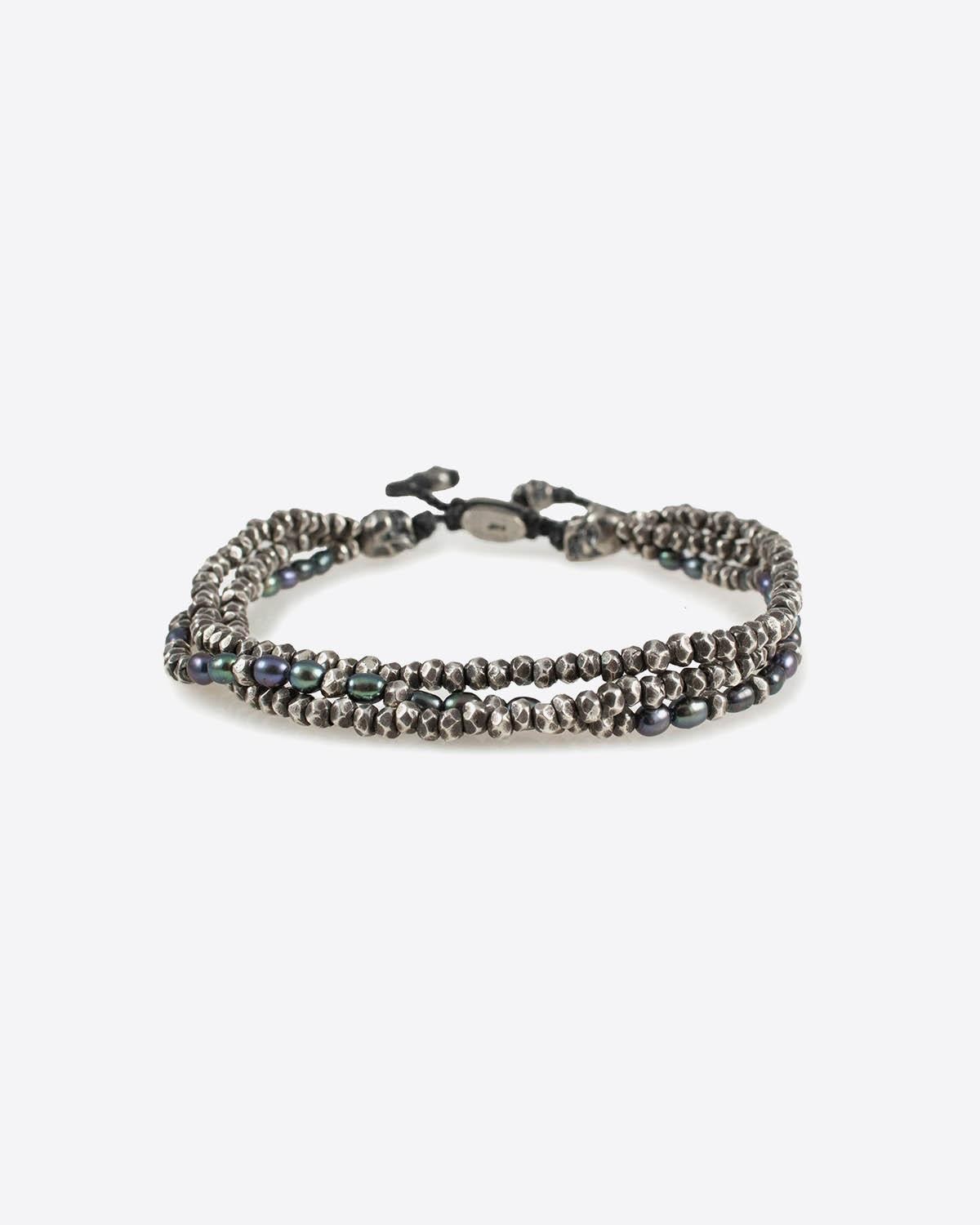M.Cohen Bracelet Perles Rondes Noires et Argent - Frosted Black
