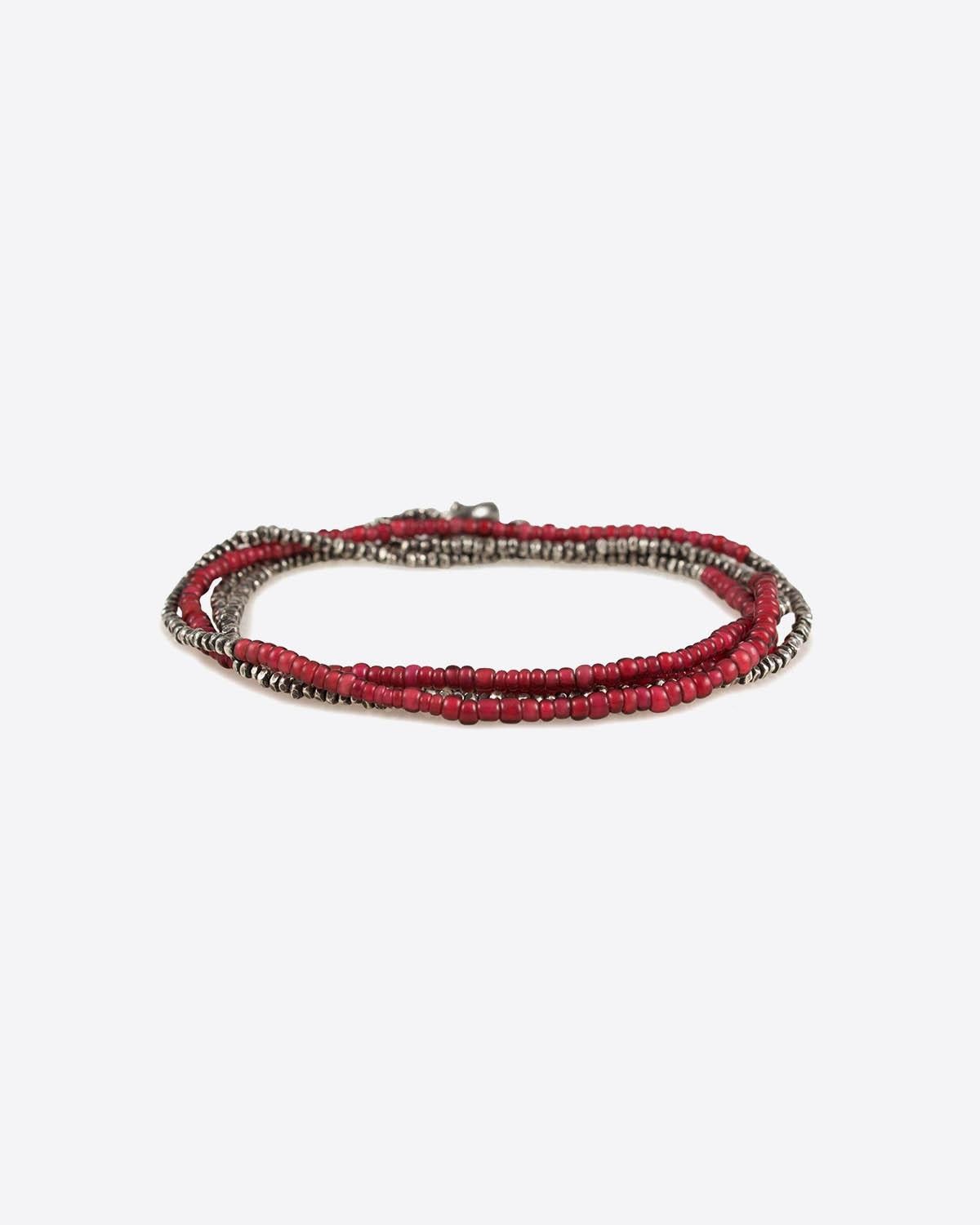 M.Cohen Bracelet Multi Tours Mini Perles Noires et Argent