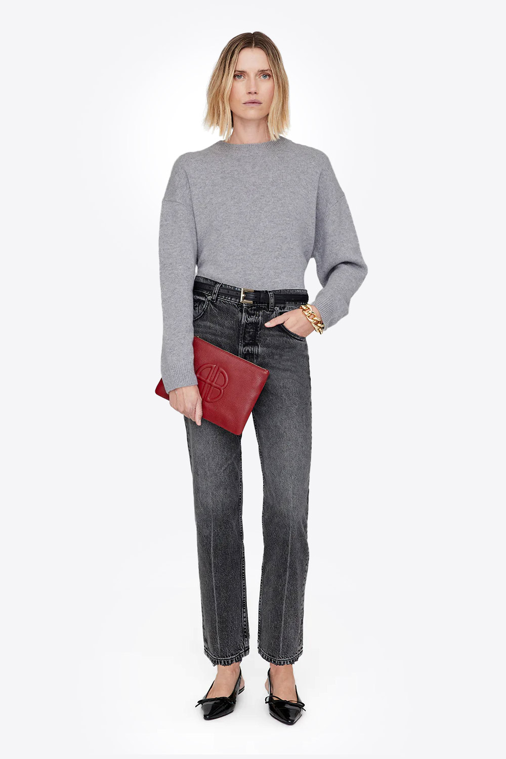 Anine Bing Pochette Lili – Rouge Grainé