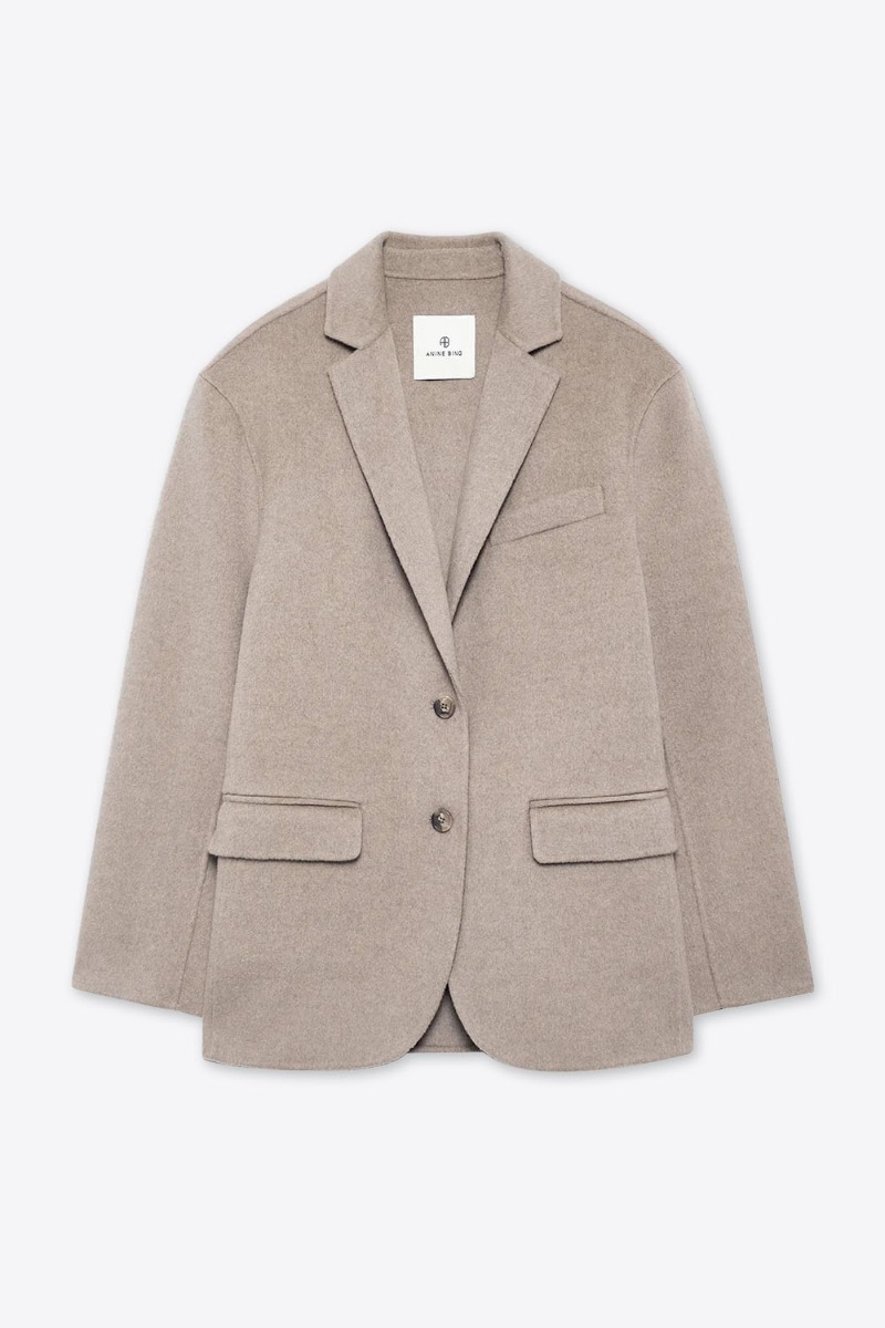 Anine Bing Blazer Quinn Laine Cachemire – Beige