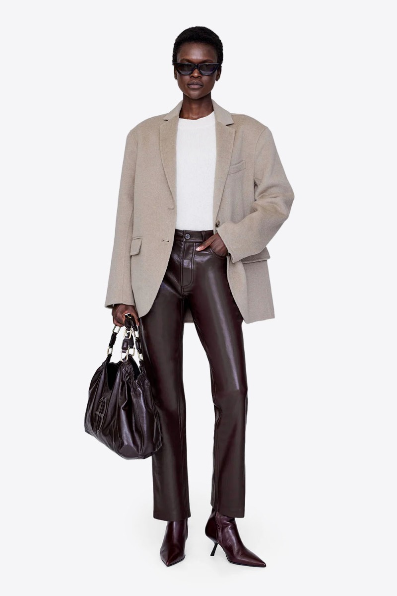 Anine Bing Blazer Quinn Laine Cachemire – Beige