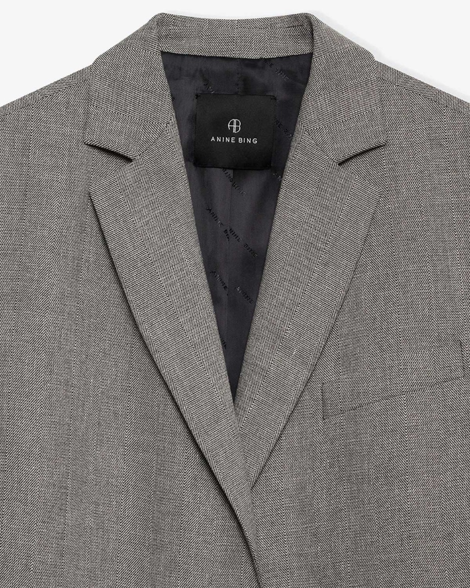 Anine Bing Blazer Quinn – Ivoire Noir Herringbone