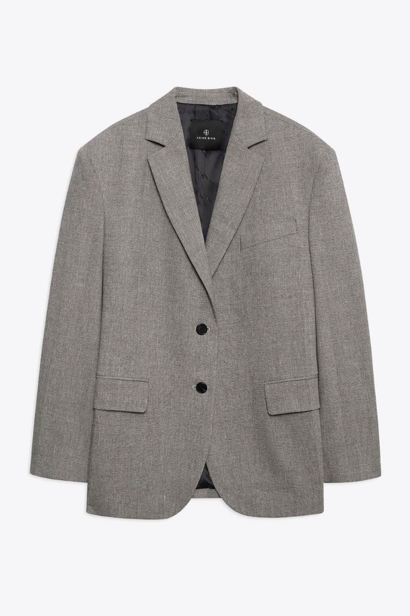 Anine Bing Blazer Quinn – Ivoire Noir Herringbone