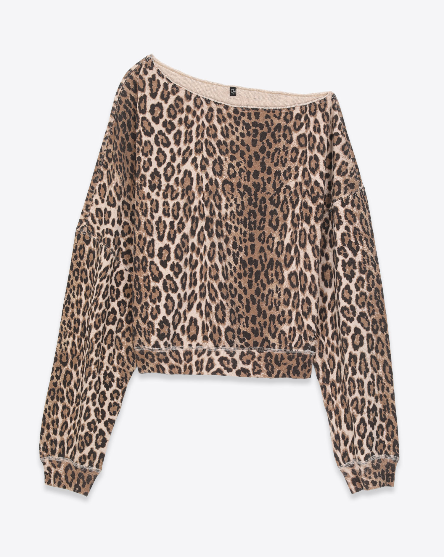 R13 Off Shoulder Patti Sweatshirt - Leopard