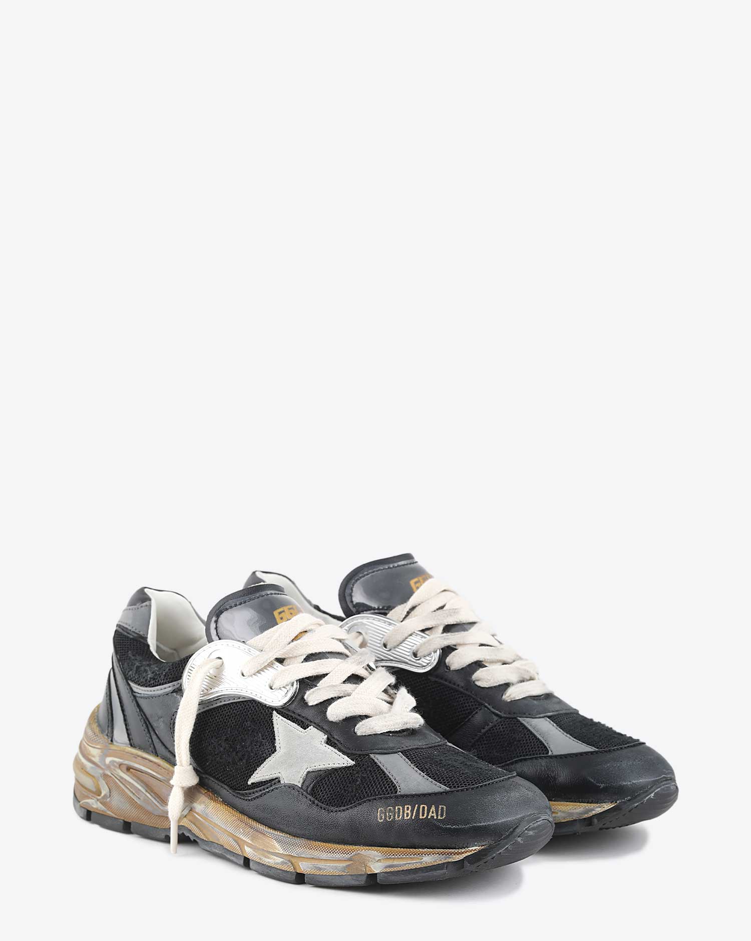 Golden Goose Femme Sneakers Running Dad – Noir Argent 90282