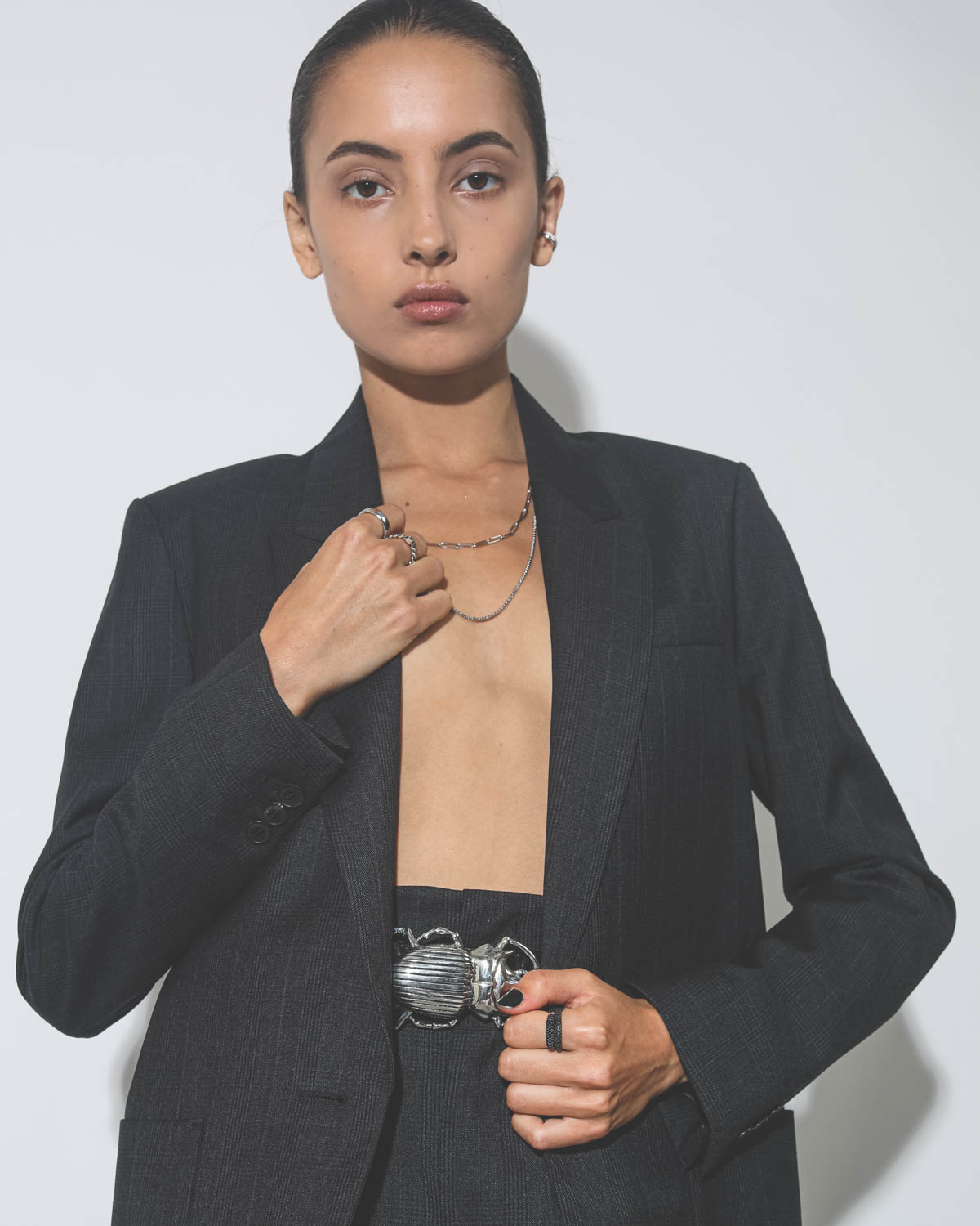 Tom Wood Liz Band Slim Black Spinel - Silver