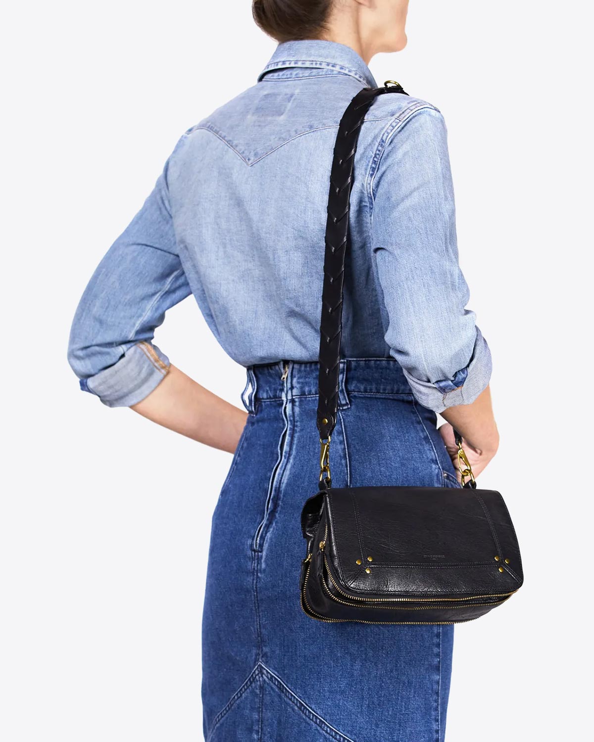 Jérôme Dreyfuss Anse Tréssée – Cuir Noir Brass