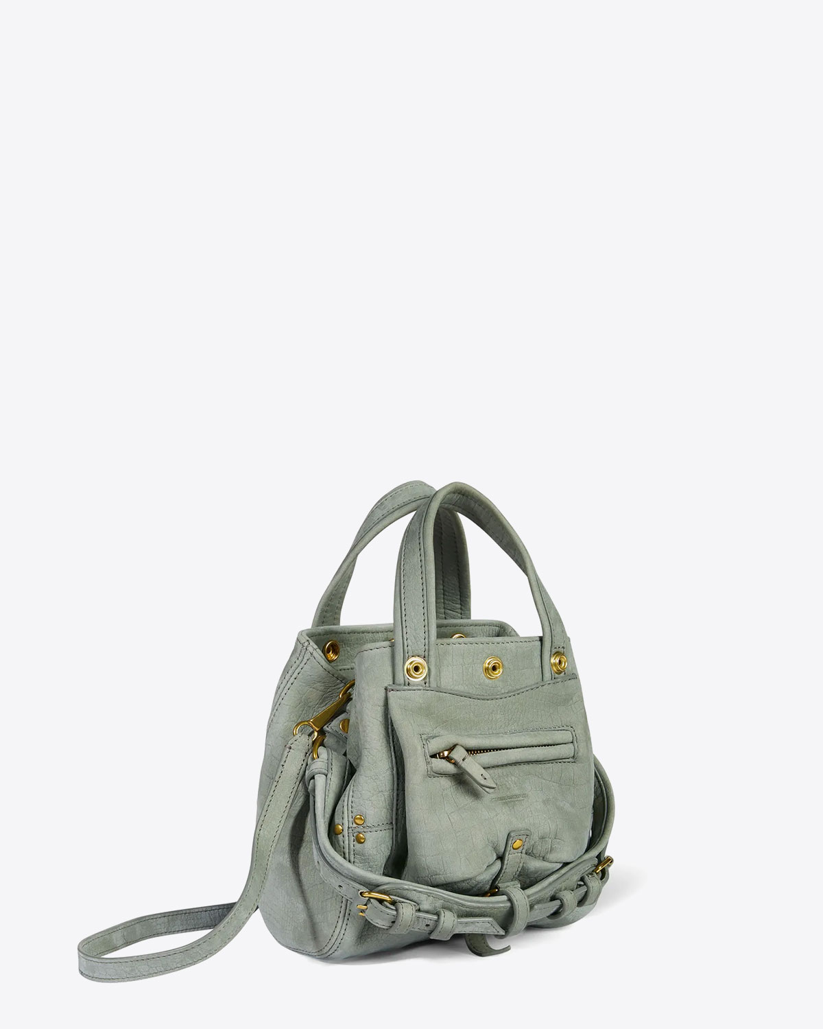 Jérôme Dreyfuss Sac Billy Nano –  Cuir Suédé Croco Amande