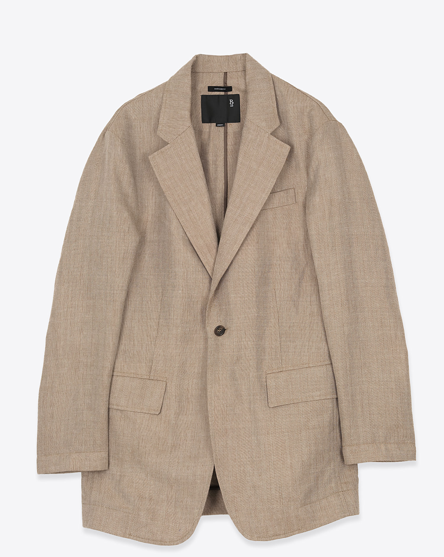 R13 Blazer Ragged Oversized – Marron Herringbone