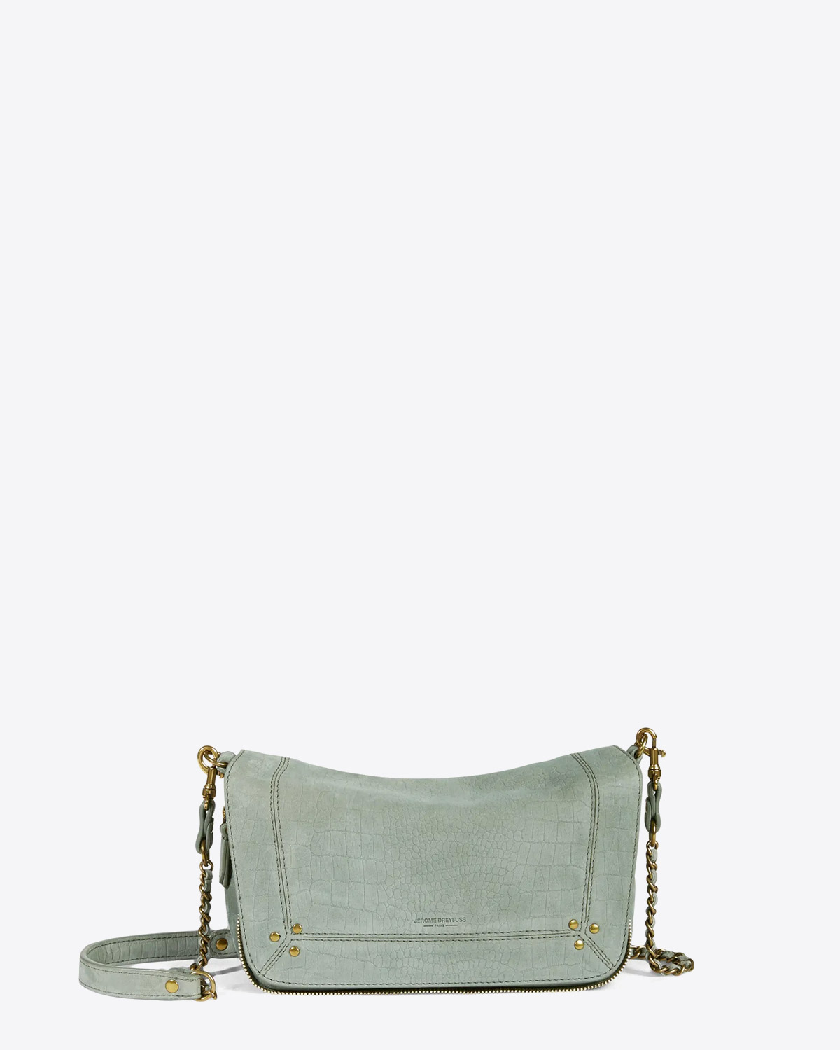 Jérôme Dreyfuss Sac Bobi S – Cuir Suédé Croco Amande