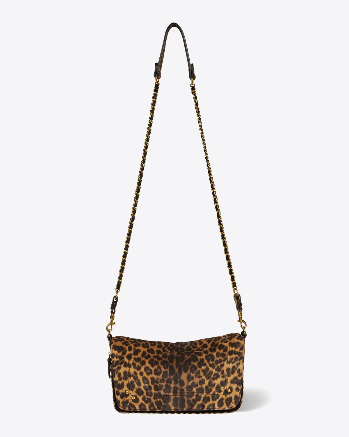 Jérôme Dreyfuss Sac Bobi S – Cuir Suédé Léopard Chamois