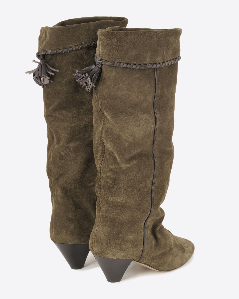 Bottes Elita Isabel Marant en cuir suédé bronze. Vues de dos.