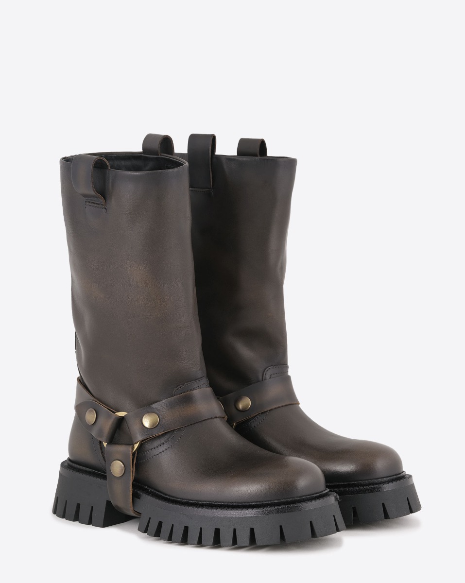 Golden Goose Femme Bottes Kurt Chunky – Marron Foncé