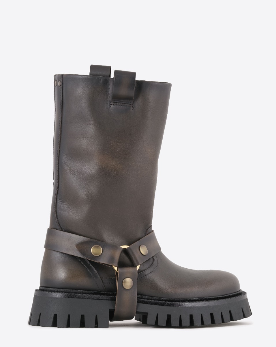 Golden Goose Femme Bottes Kurt Chunky – Marron Foncé