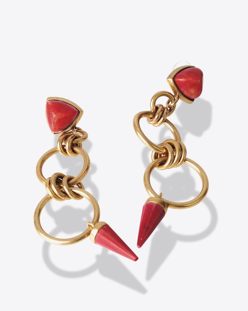 Isabel Marant Boucles d'Oreilles Be With You Medium – Métal Doré Rouge