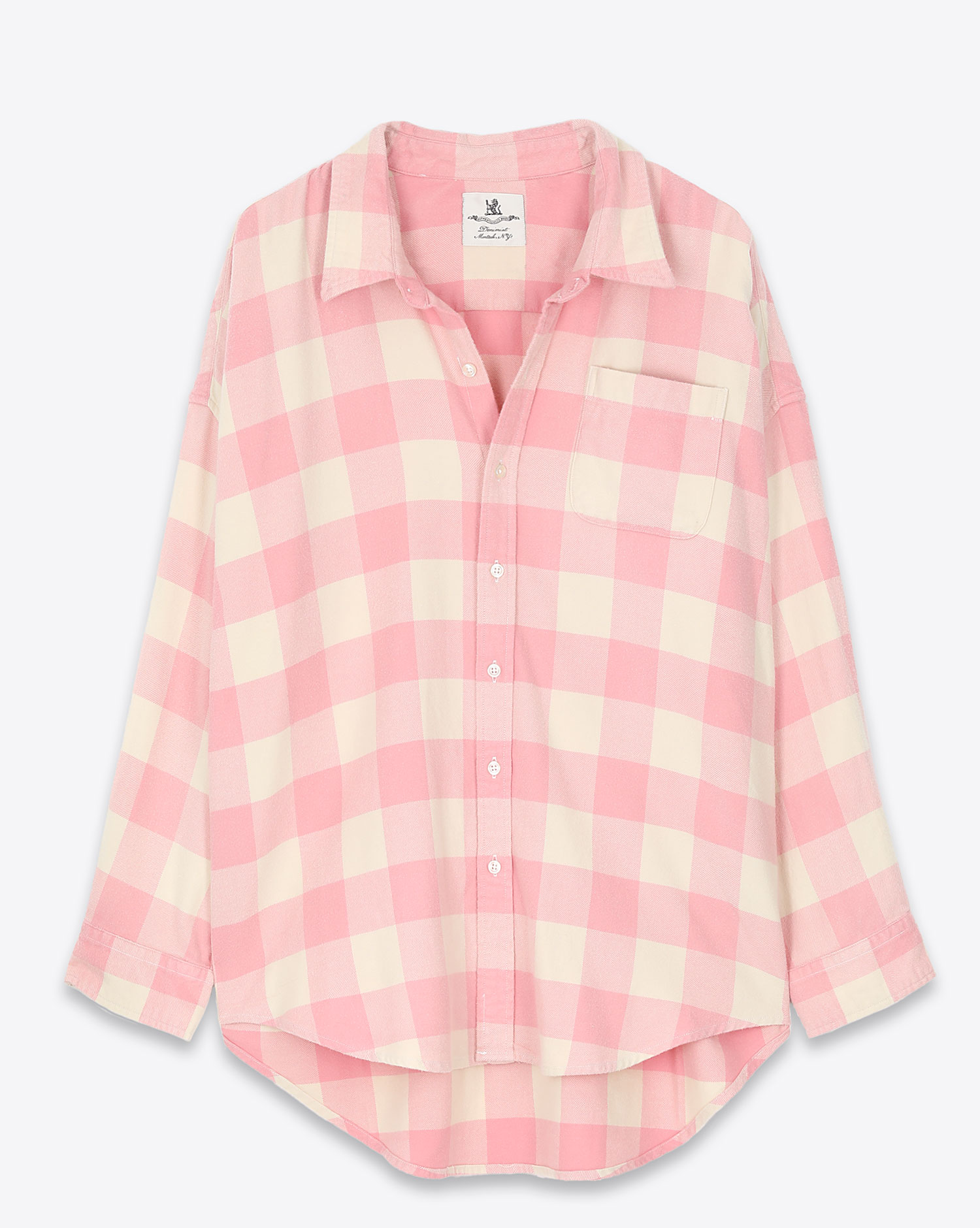Denimist Button Front Shirt – Light Pink/Ecru Plaid