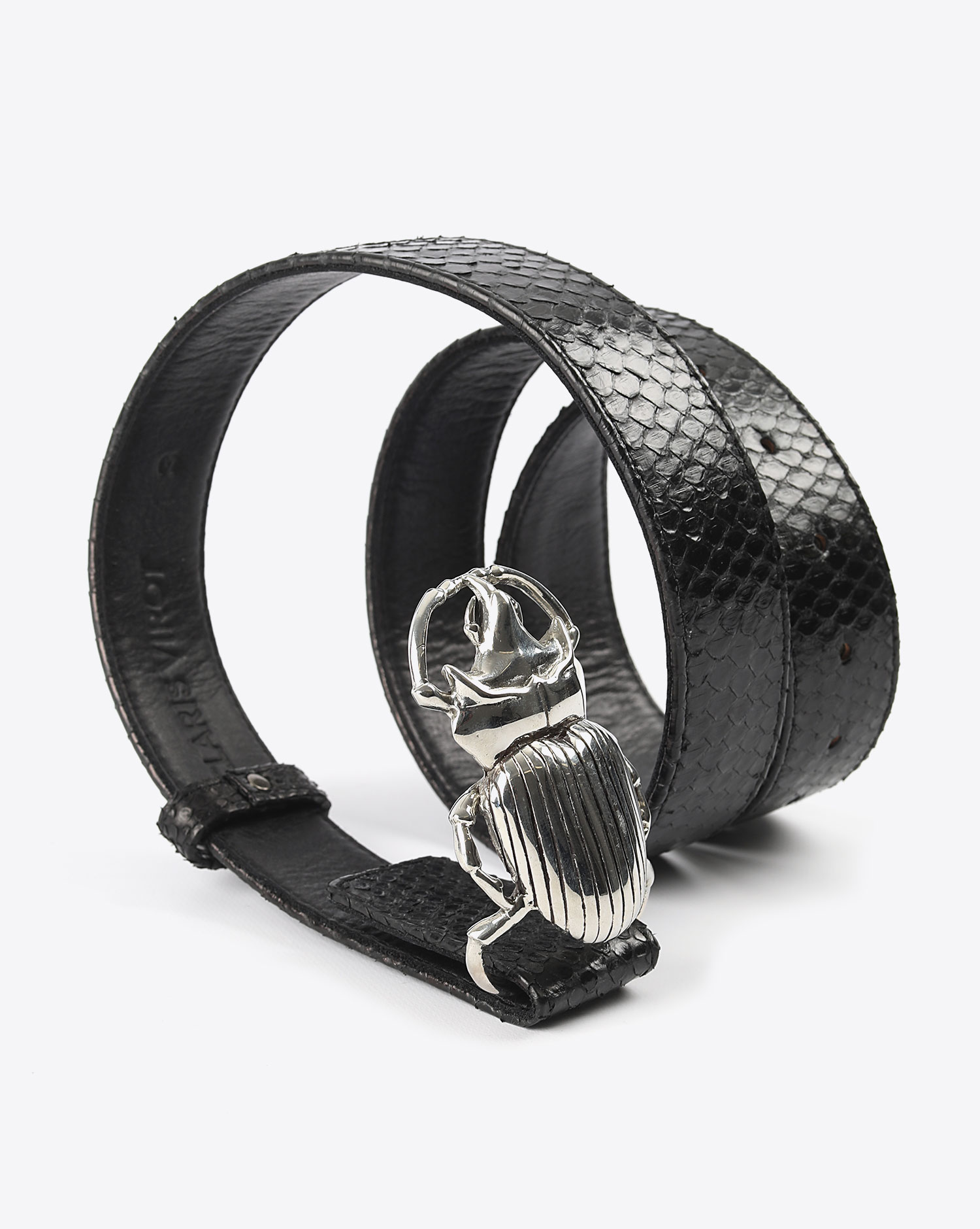 Claris Virot Ceinture Python Beetle - Noire Boucle Argent 