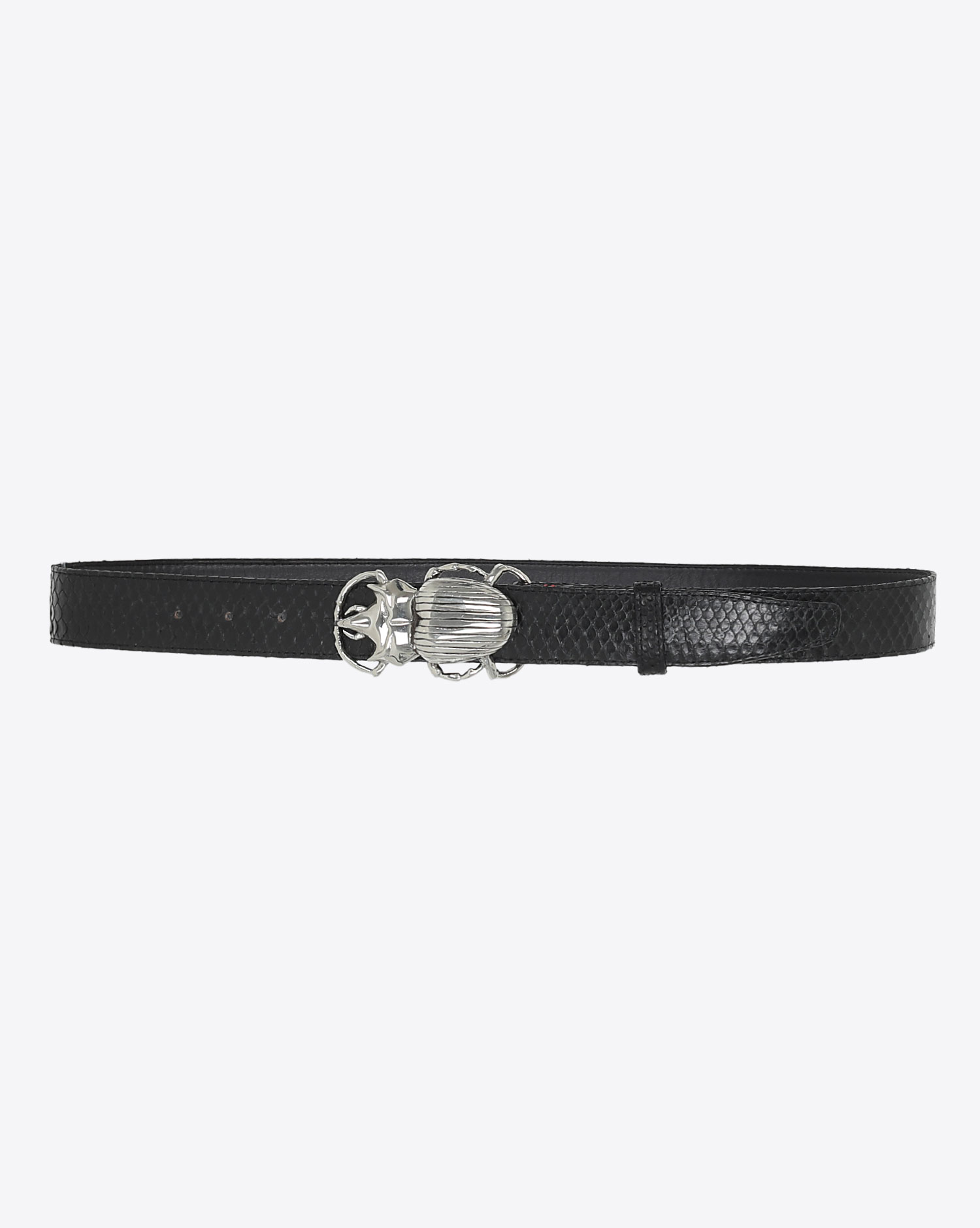 Claris Virot Ceinture Python Beetle - Noire Boucle Argent 
