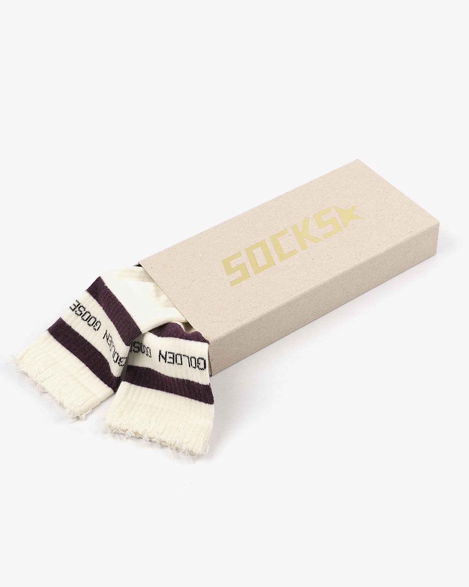 Golden Goose Chaussettes Logo – Blanc Bordeaux 82888