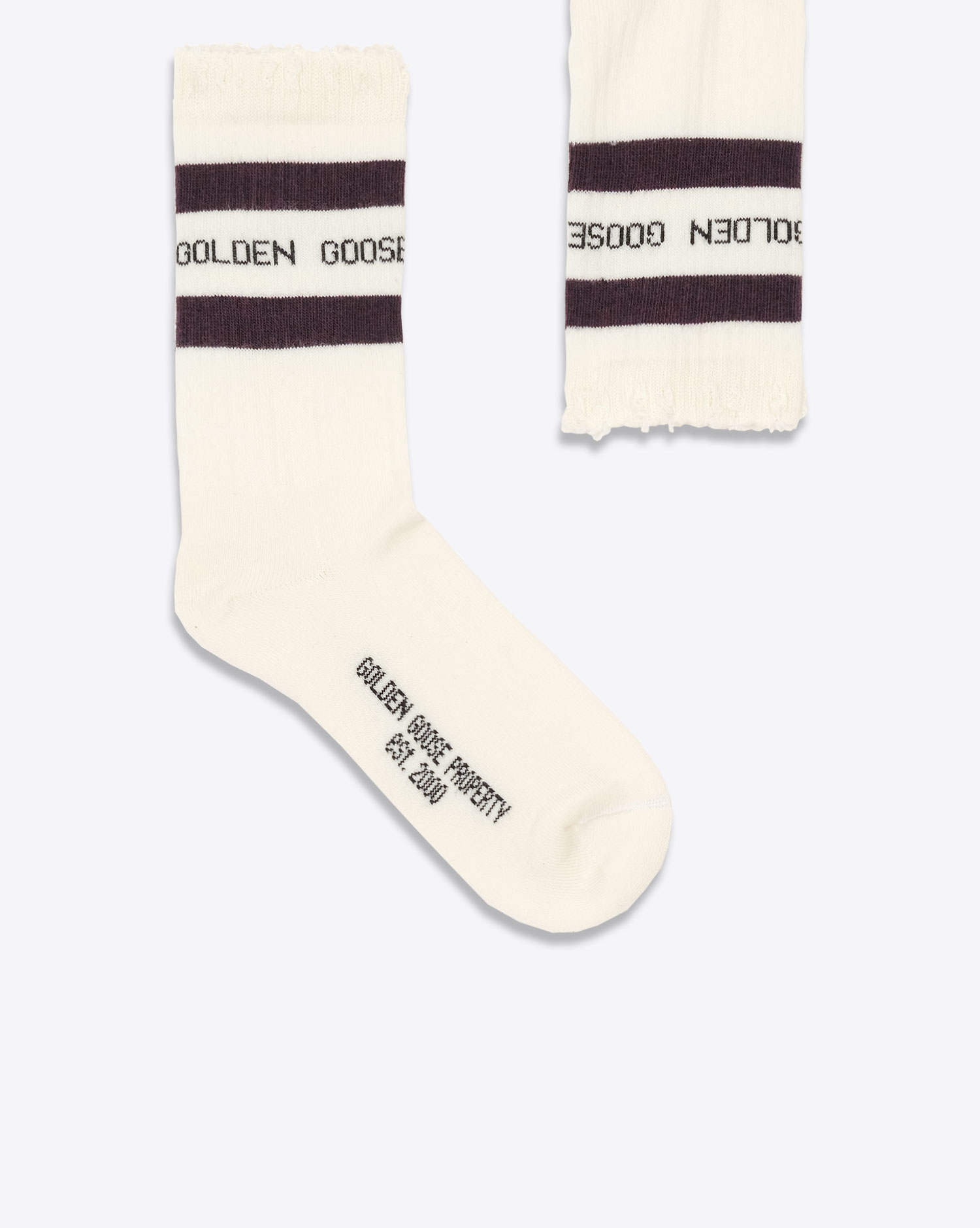 Golden Goose Chaussettes Logo – Blanc Bordeaux 82888