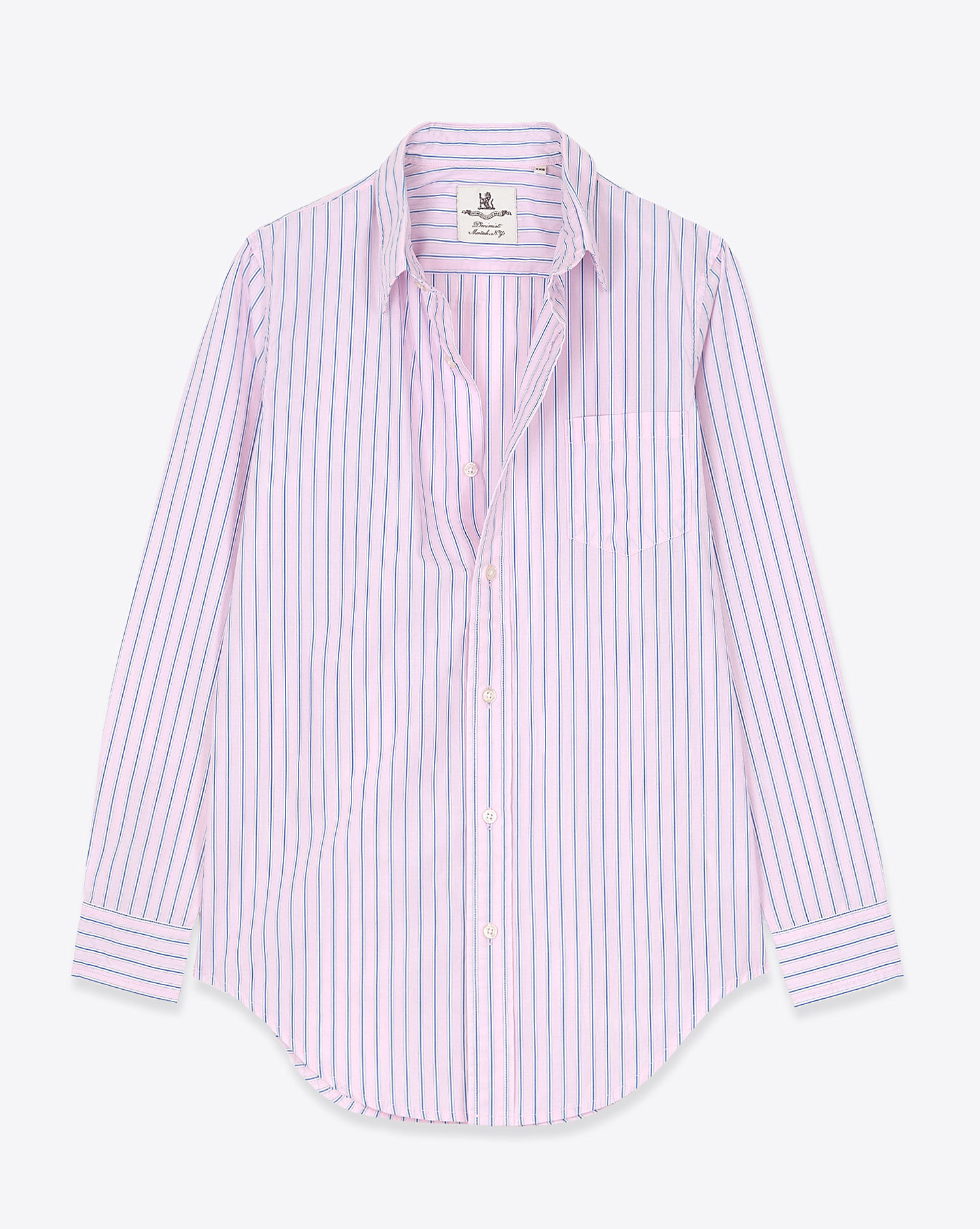Denimist Chemise Boyfriend – Rose Rayé Blanc Bleu