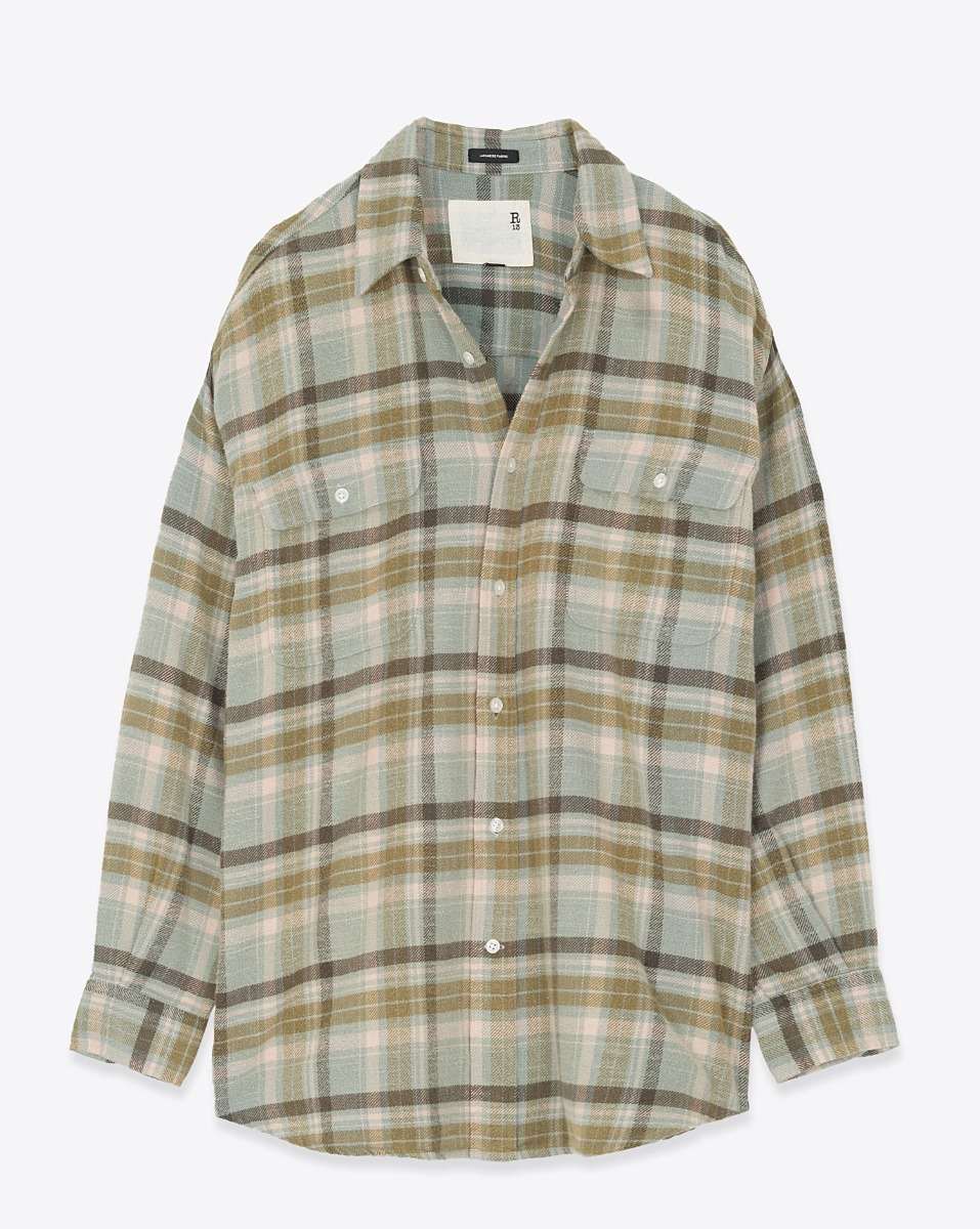 R13 Chemise Boyfriend – Turquoise Plaid