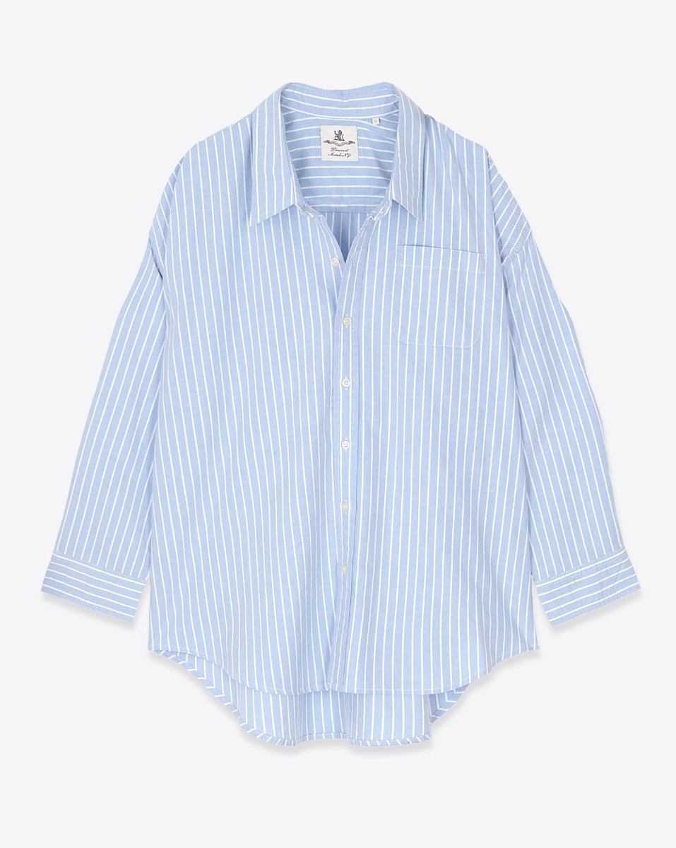 Denimist Chemise Button Front – Bleu Clair Rayé Blanc