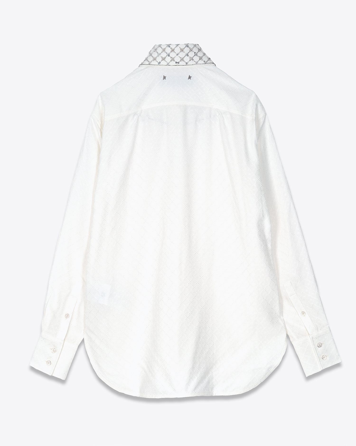 Golden Goose Femme Chemise Jacquard et Broderie – Blanche Antique