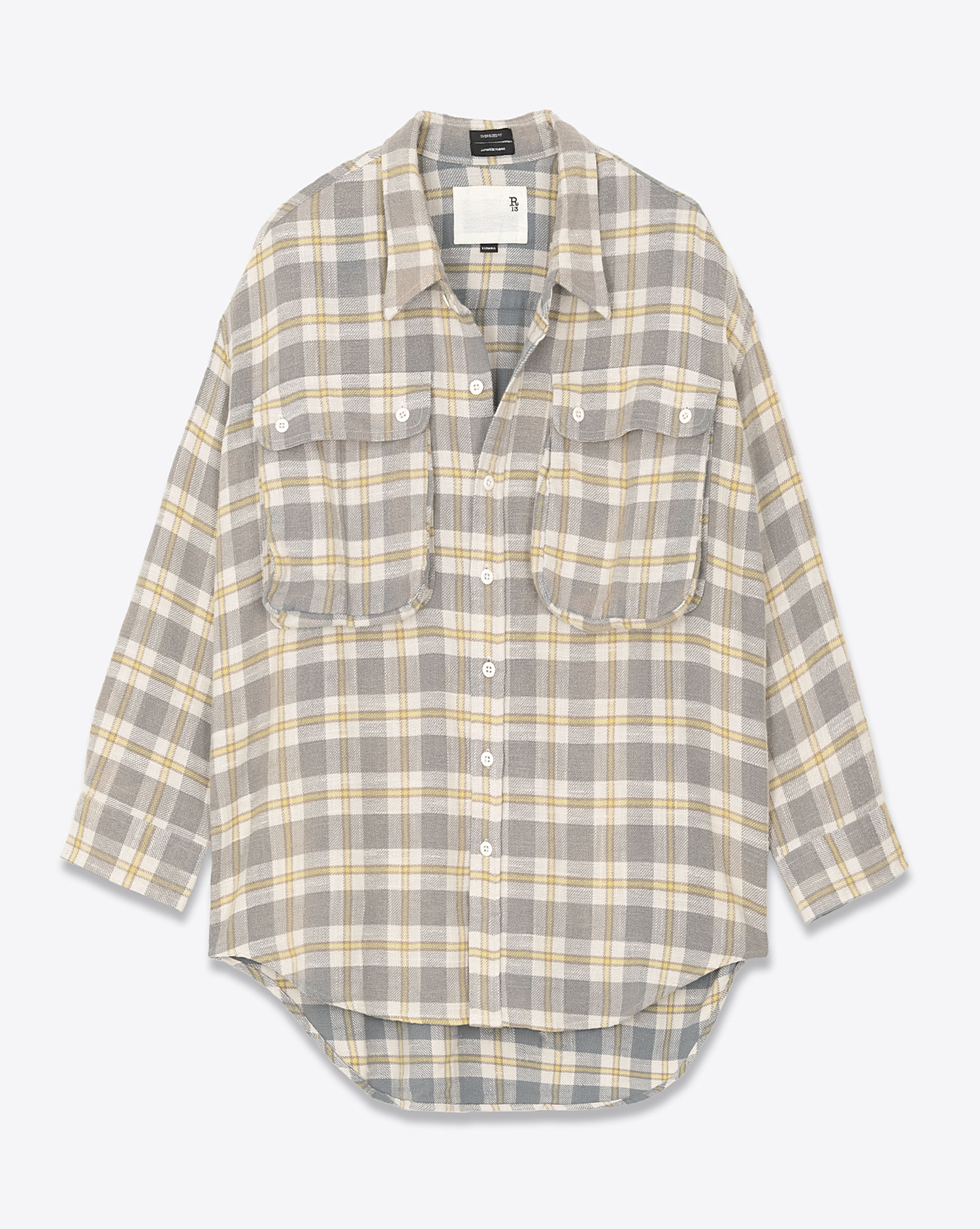 R13 Chemise Pocket Drop – Cream Blue Plaid