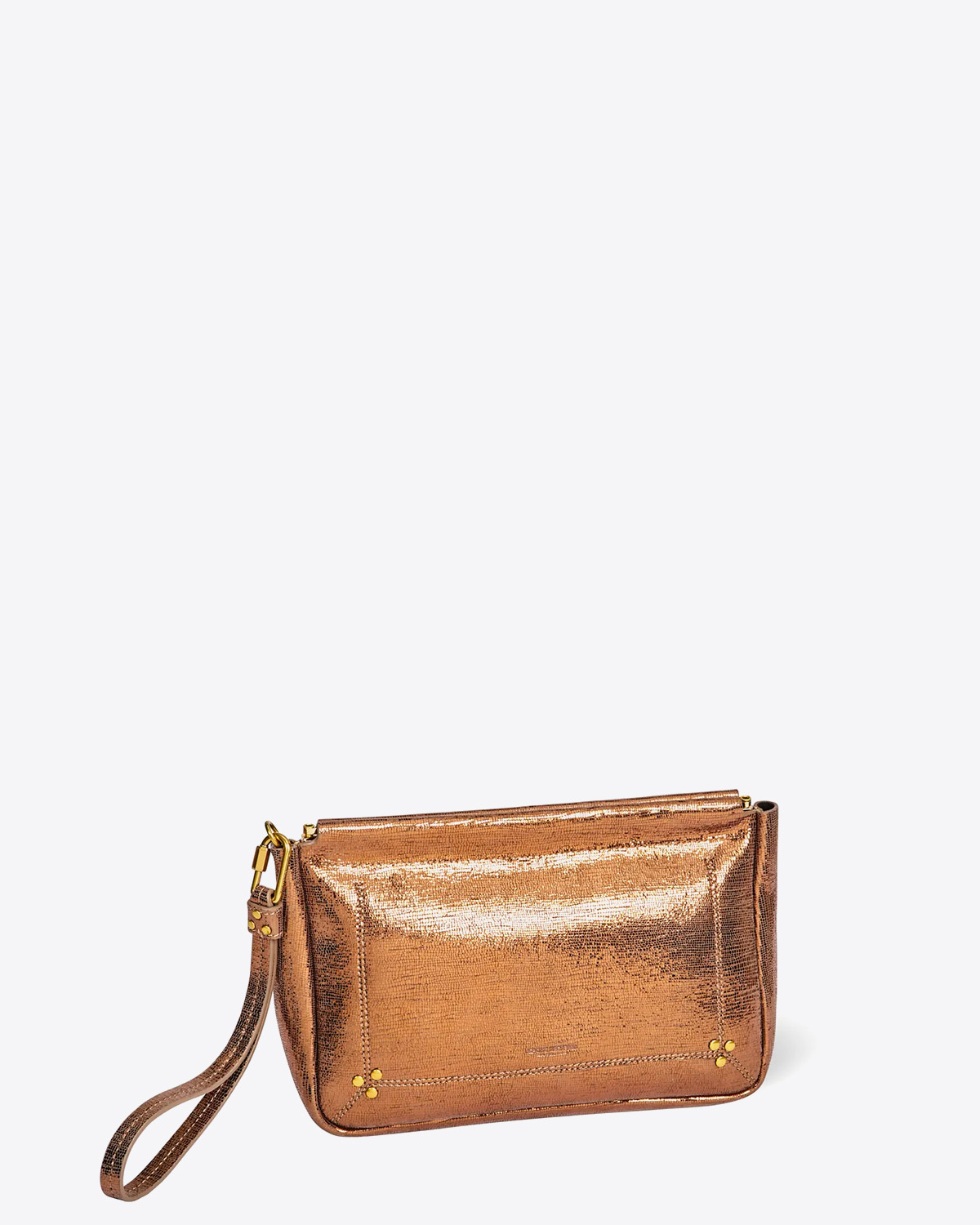 Jérôme Dreyfuss Pochette Clap L – Cuir Imprimé Lamé Bronze