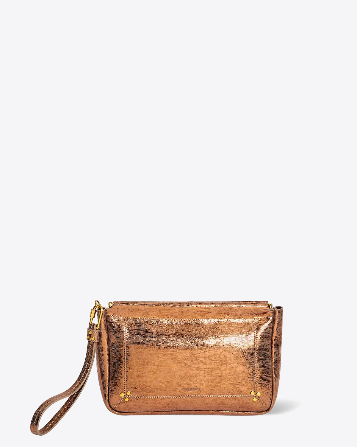 Jérôme Dreyfuss Pochette Clap L – Cuir Imprimé Lamé Bronze