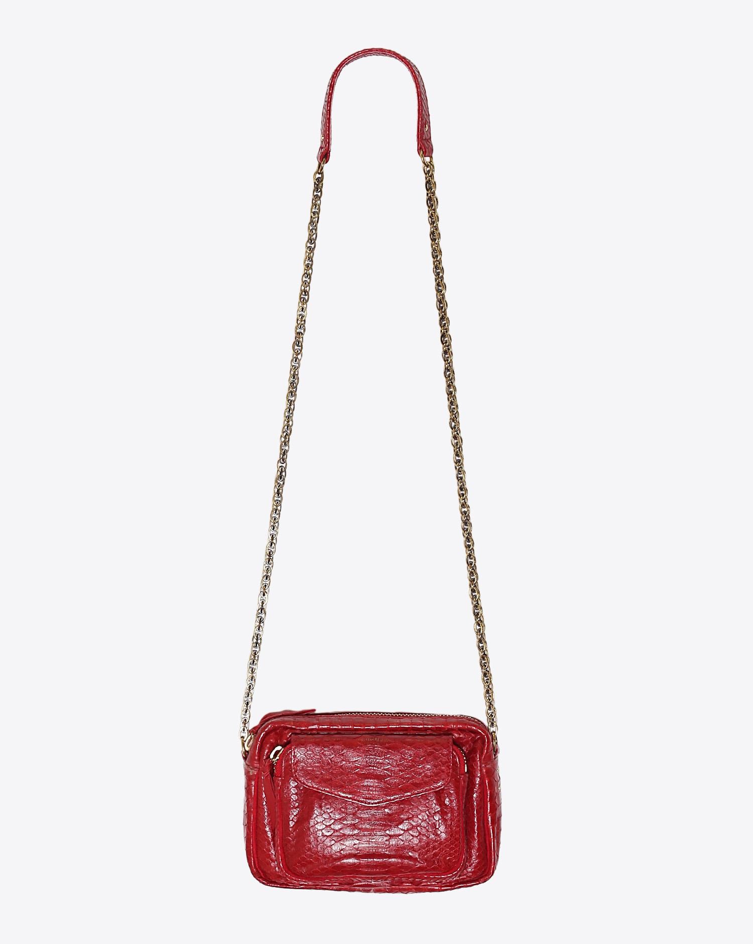 Claris Virot Sac Python Charly Rouge  