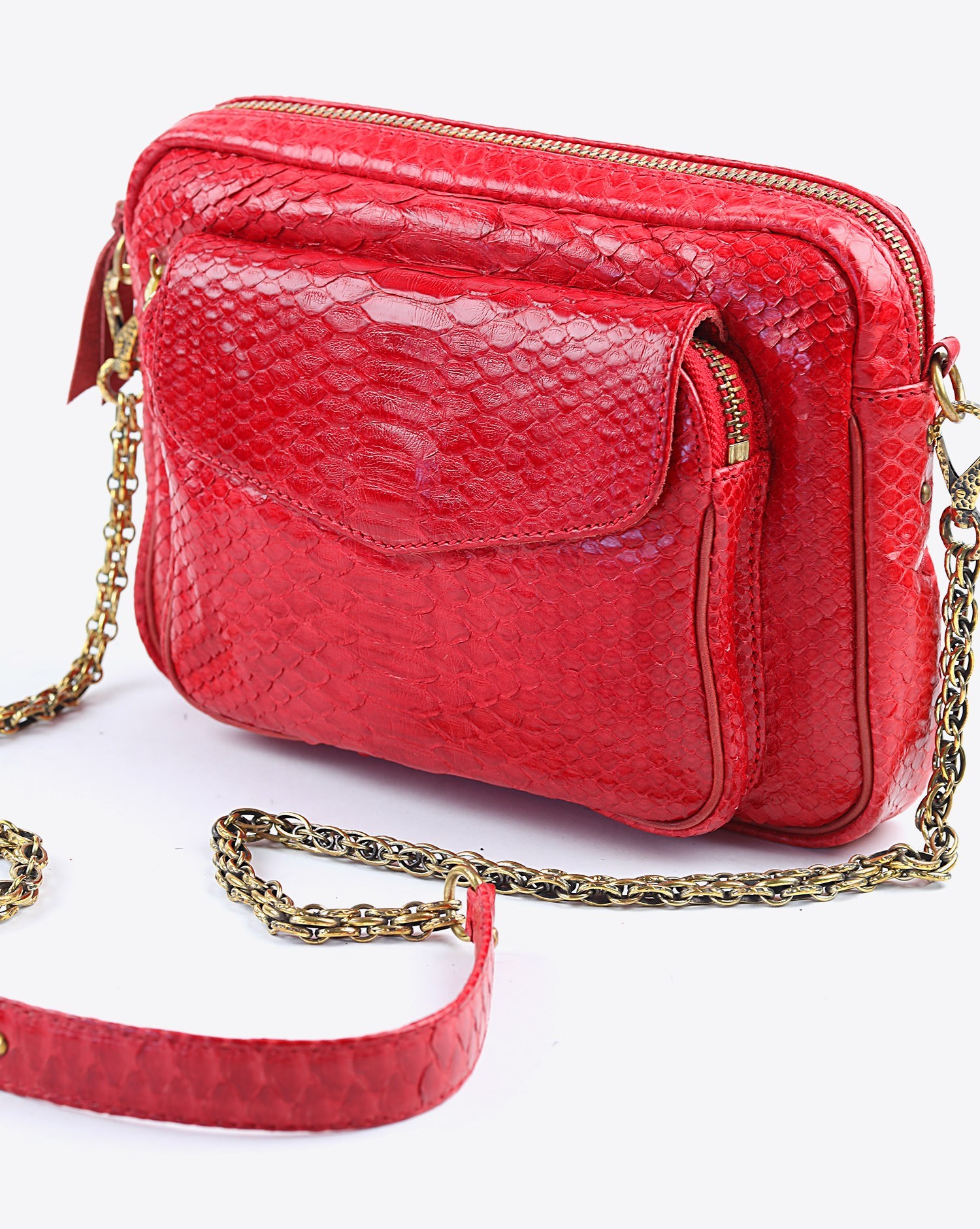 Claris Virot Sac Python Charly Rouge  