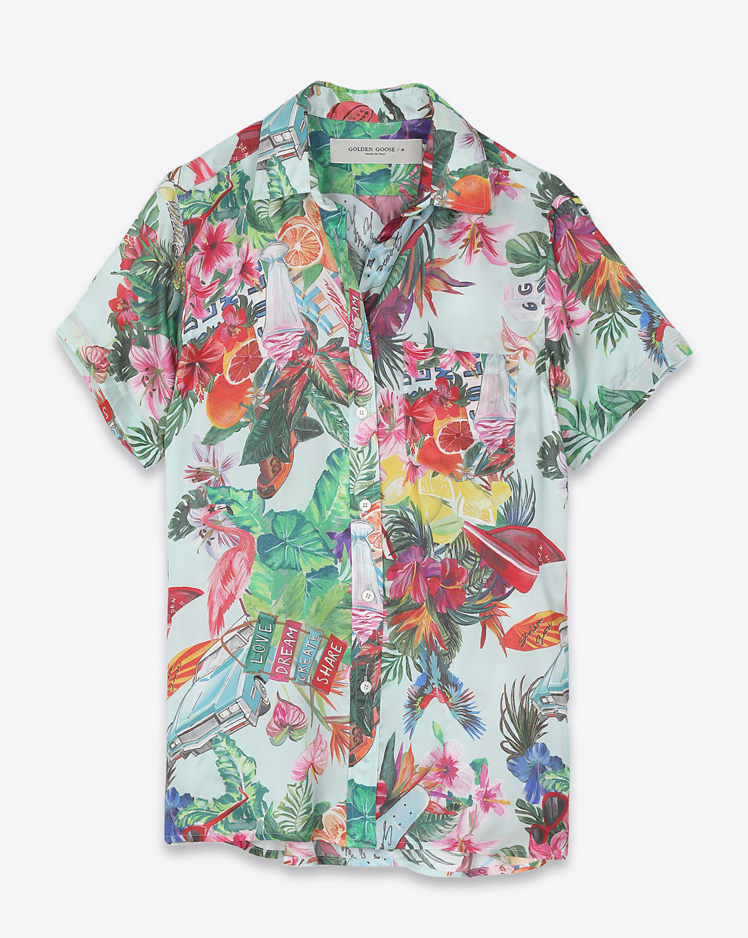 Golden Goose Shirt Miami Tropical -  Morning Mist Multicolor