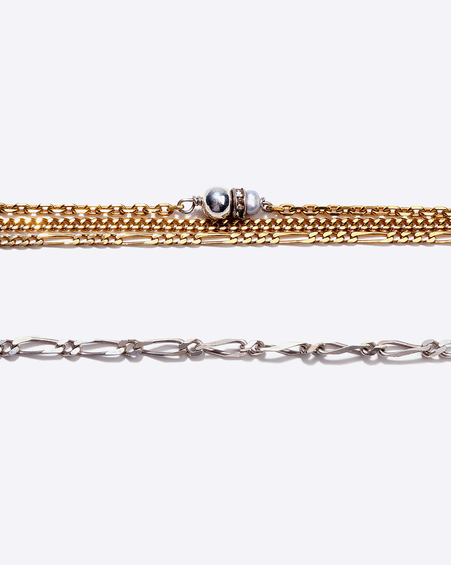 Anicet Collier Chaines et Perles 3 – Argent et Plaqué Or