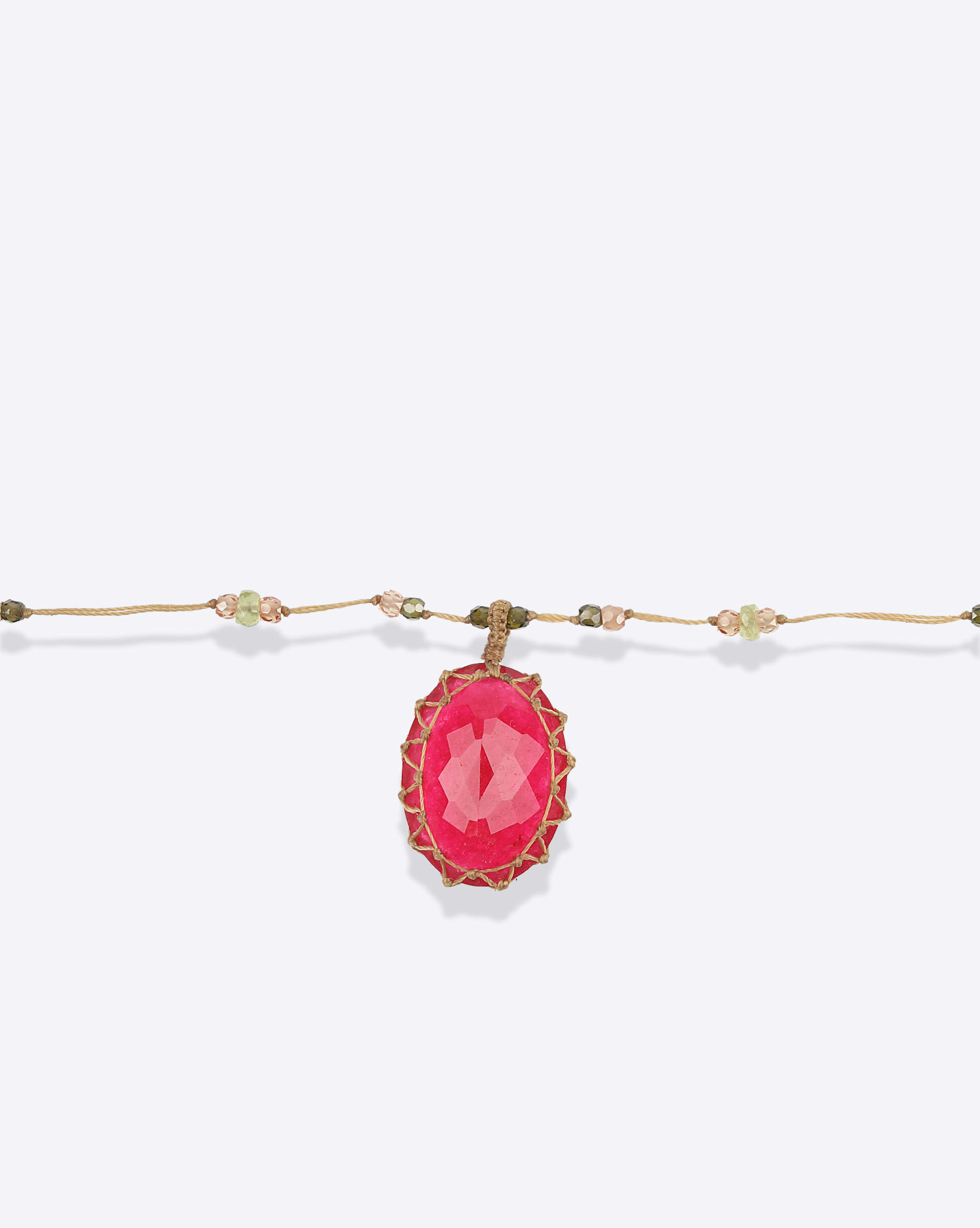 Sharing Collier Court Tibétain V - Rubelite Pink