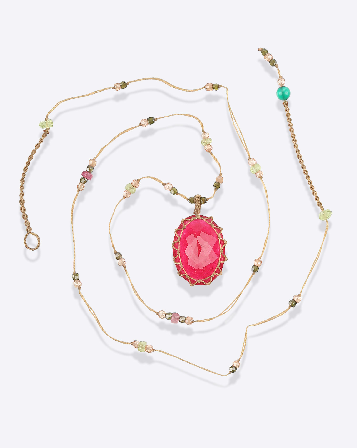 Sharing Collier Court Tibétain V - Rubelite Pink