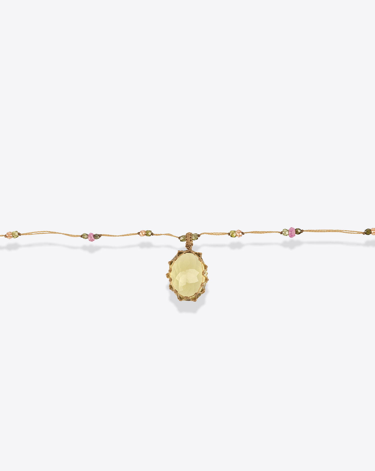 Sharing Collier Court Tibétain VVV Olive Quartz
