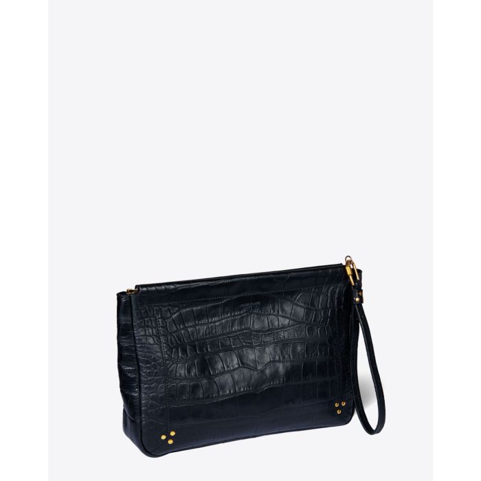 Jérôme Dreyfuss Accessoires Collection Clic Clac XL Soft Vachette Croco Noir  