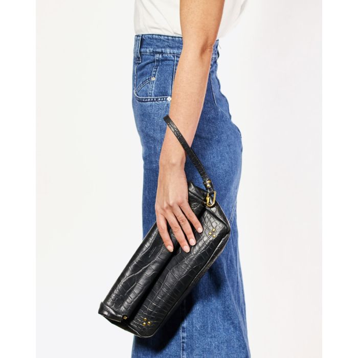 Jérôme Dreyfuss Accessoires Collection Clic Clac XL Soft Vachette Croco Noir  