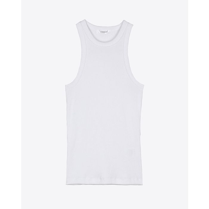 Débardeur blanc emmanchures américaine côtelé blanc Eva Tank Anine Bing. 
