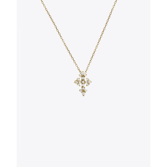 Feidt Collier Mini Croix Huguenote - Or Jaune 18K et Diamants