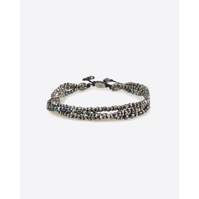 M.Cohen Bracelet Perles Rondes Noires et Argent - Frosted Black